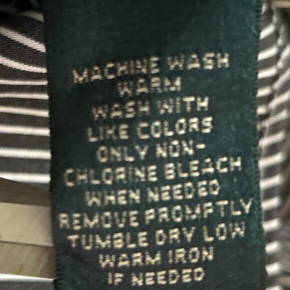 Lauren SZ 2X Navy Pinstripe Cotton Shirt Button Front Old Money Academia Classic - Picture 11 of 11